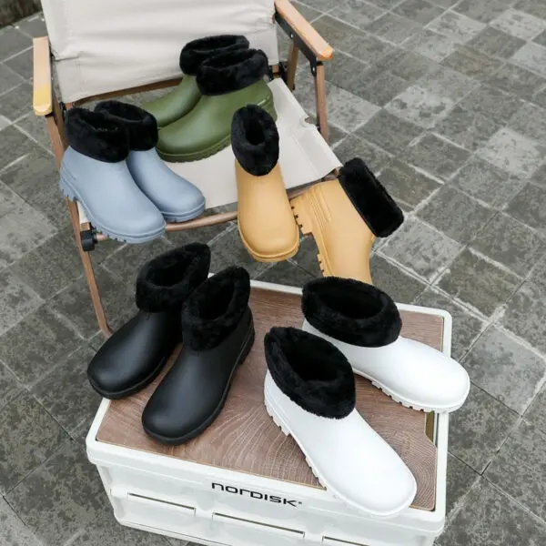 Rain Shoes Men's Non-slip Water Boots Rain Boots Construction Site Waterproof Glue Shoes Youth Fishing Short Water Shoes - Image 5