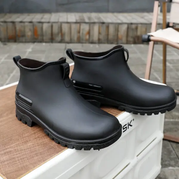 Rain Shoes Men's Non-slip Water Boots Rain Boots Construction Site Waterproof Glue Shoes Youth Fishing Short Water Shoes - Image 7