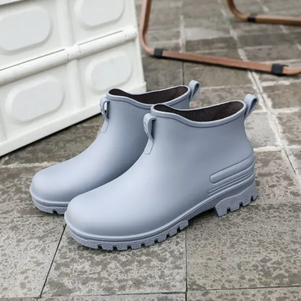 Rain Shoes Men's Non-slip Water Boots Rain Boots Construction Site Waterproof Glue Shoes Youth Fishing Short Water Shoes - Image 8