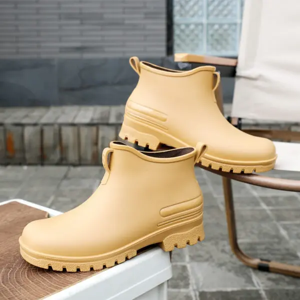 Rain Shoes Men's Non-slip Water Boots Rain Boots Construction Site Waterproof Glue Shoes Youth Fishing Short Water Shoes - Image 9