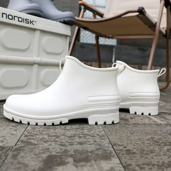 Rain Shoes Men's Non-slip Water Boots Rain Boots Construction Site Waterproof Glue Shoes Youth Fishing Short Water Shoes - Image 10