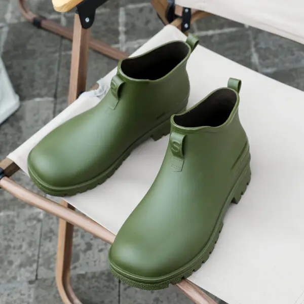 Rain Shoes Men's Non-slip Water Boots Rain Boots Construction Site Waterproof Glue Shoes Youth Fishing Short Water Shoes - Image 11