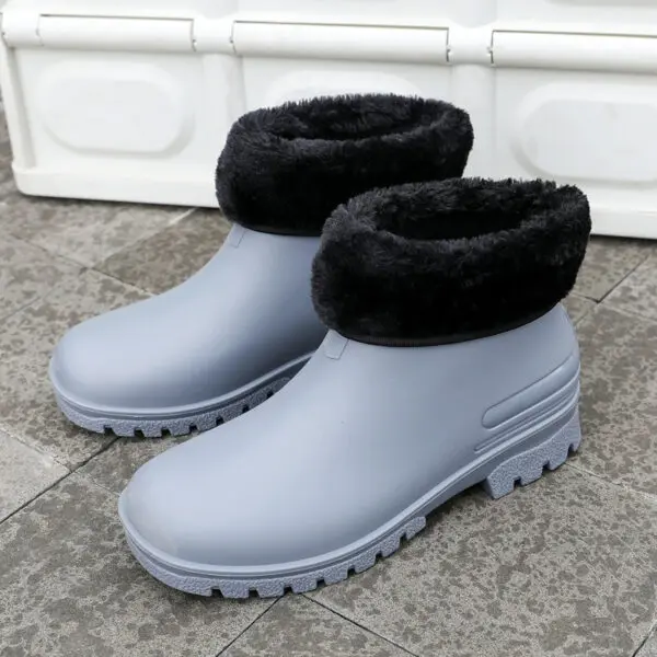 Rain Shoes Men's Non-slip Water Boots Rain Boots Construction Site Waterproof Glue Shoes Youth Fishing Short Water Shoes - Image 12