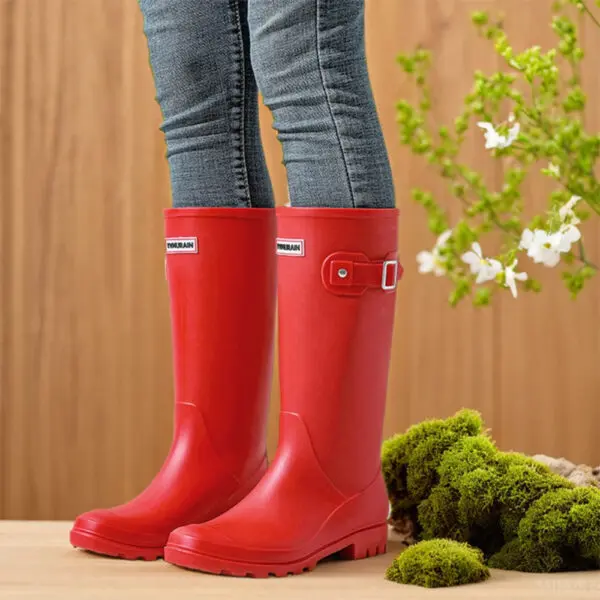 Ladies High Tube Rain Boots Women Rubber Shoes Women Waterproof Boots Rubber Boots for Women Waterproof Shoes Bota Pvc Feminina - Image 2