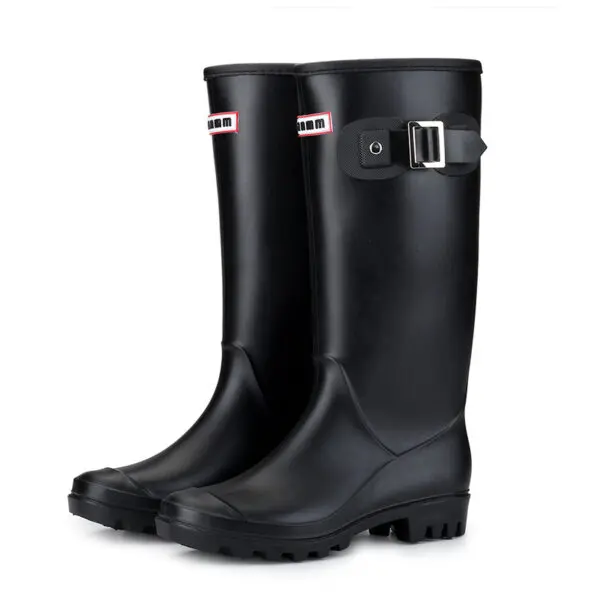 2025 Fashion waterproof rain boots women adult high rain boots buckle Korean long tube water shoes snow boots motorcycle boot
