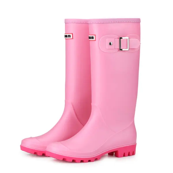 2025 Fashion waterproof rain boots women adult high rain boots buckle Korean long tube water shoes snow boots motorcycle boot - Image 2