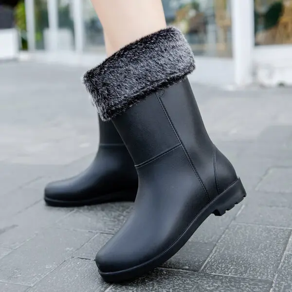 New Fashion Rain Boots for Women Non-slip Waterproof Winter Warm Shoes Outdoor Fishing Work Water Boots Wellies Size 36-42 - Image 12