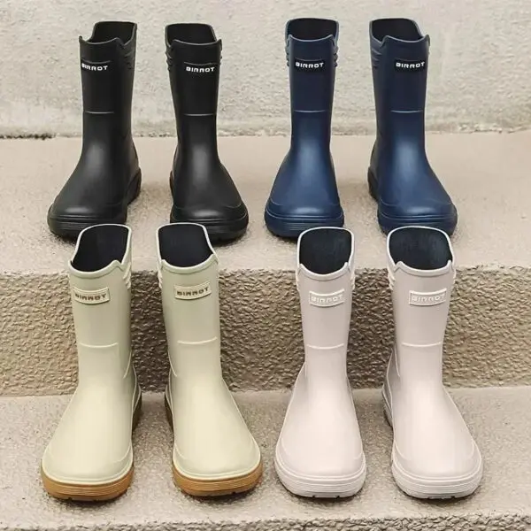 2024 Water Shoes Korean Mid-calf Rain Boots Men's Non-slip Wear-resistant Rain Shoes Waterproof Rubber Boots Couple - Image 3