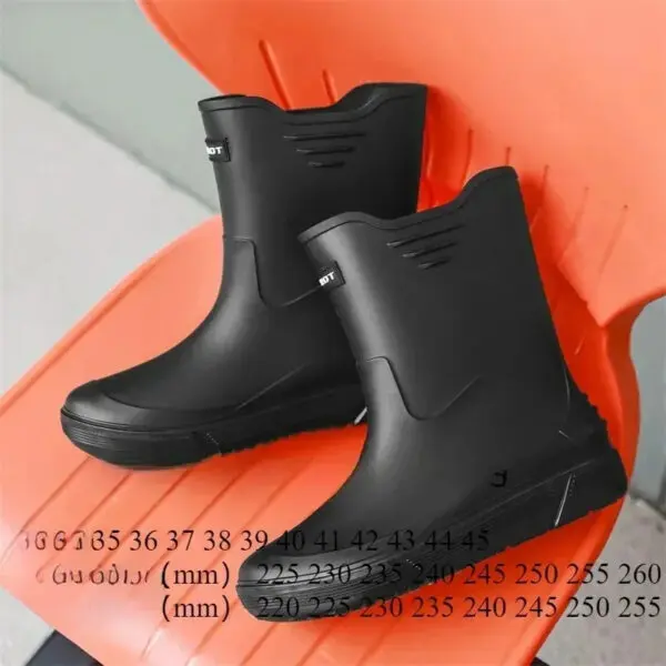 2024 Water Shoes Korean Mid-calf Rain Boots Men's Non-slip Wear-resistant Rain Shoes Waterproof Rubber Boots Couple - Image 6