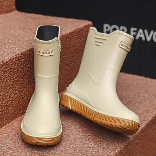 2024 Water Shoes Korean Mid-calf Rain Boots Men's Non-slip Wear-resistant Rain Shoes Waterproof Rubber Boots Couple - Image 7