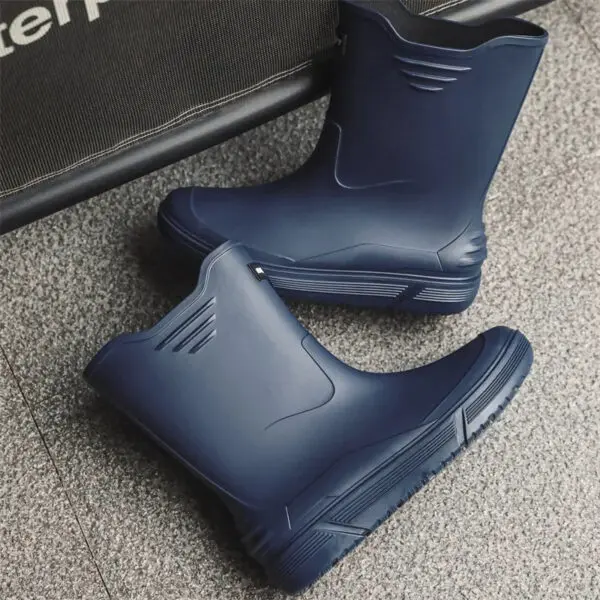 2024 Water Shoes Korean Mid-calf Rain Boots Men's Non-slip Wear-resistant Rain Shoes Waterproof Rubber Boots Couple - Image 8
