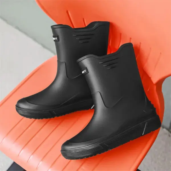 2024 Water Shoes Korean Mid-calf Rain Boots Men's Non-slip Wear-resistant Rain Shoes Waterproof Rubber Boots Couple - Image 9