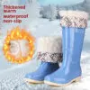 Fashionable High-Tube Women's Rain Boots Fleece-Lined Waterproof Non-Slip PVC Shoes Ideal for Sea Rushing Activities - Image 5