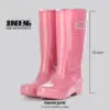 Fashionable High-Tube Women's Rain Boots Fleece-Lined Waterproof Non-Slip PVC Shoes Ideal for Sea Rushing Activities - Image 9