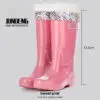 Fashionable High-Tube Women's Rain Boots Fleece-Lined Waterproof Non-Slip PVC Shoes Ideal for Sea Rushing Activities - Image 14