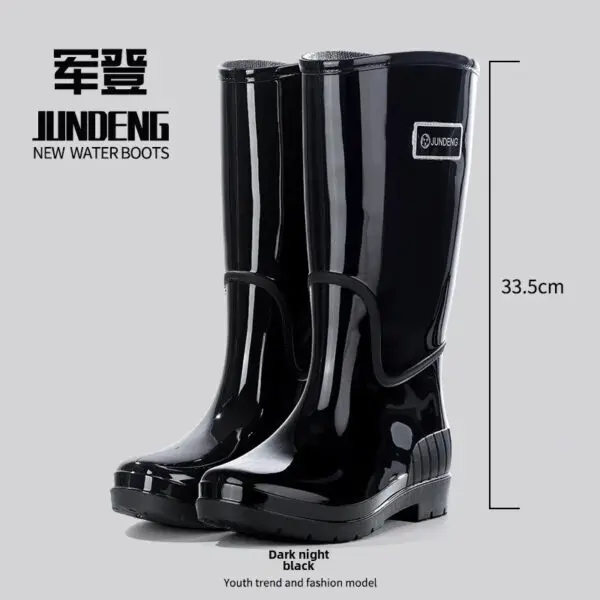 Fashionable High-Tube Women's Rain Boots Fleece-Lined Waterproof Non-Slip PVC Shoes Ideal for Sea Rushing Activities - Image 16