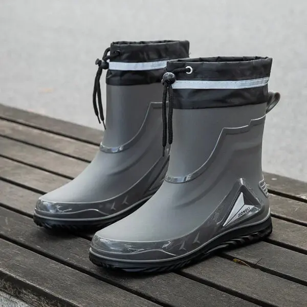 New Waterproof Shoes Men Black High Top Ankle Boots for Rain Casual Flat Rainboots for Men Fashion Rubber Rain Boots Size 39-44 - Image 2