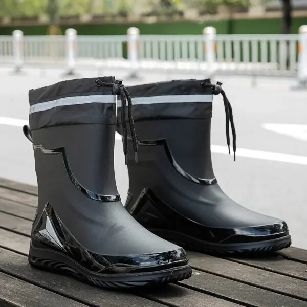 New Waterproof Shoes Men Black High Top Ankle Boots for Rain Casual Flat Rainboots for Men Fashion Rubber Rain Boots Size 39-44 - Image 3