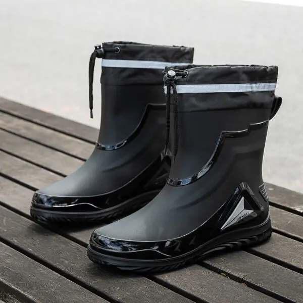 New Waterproof Shoes Men Black High Top Ankle Boots for Rain Casual Flat Rainboots for Men Fashion Rubber Rain Boots Size 39-44 - Image 6