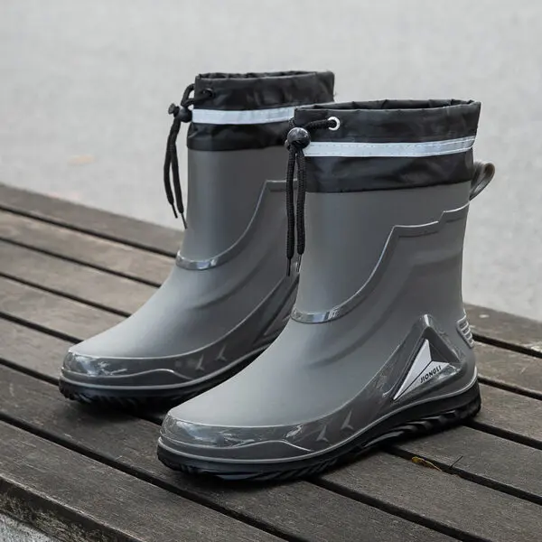 New Waterproof Shoes Men Black High Top Ankle Boots for Rain Casual Flat Rainboots for Men Fashion Rubber Rain Boots Size 39-44 - Image 7