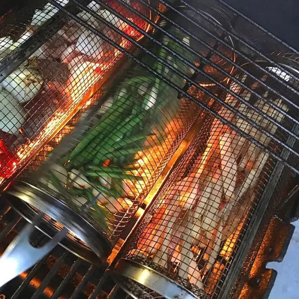 BBQ Grill Basket Rolling Grilling Basket Barbecue Cages Barbecue Grill Grate Cylinder Grilling Baskets for Outdoor Camping - Image 5