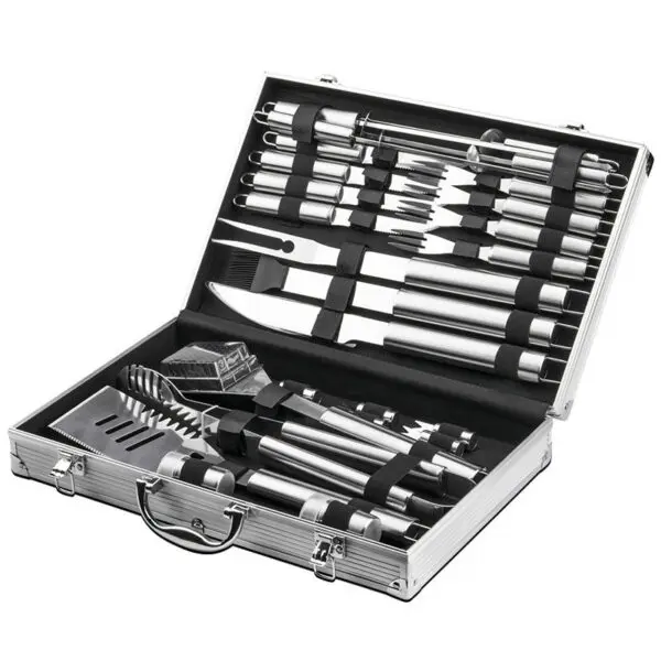Barbecue Tool Set, Home User Outdoor Picnic Camping Aluminum Box Stainless Steel BBQ Grill Set