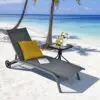 GOFLAME Garden Sun Lounger with Wheels 6 Positions Adjustable Chaise Lounge Deck Sunbed