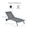 GOFLAME Garden Sun Lounger with Wheels 6 Positions Adjustable Chaise Lounge Deck Sunbed - Image 2