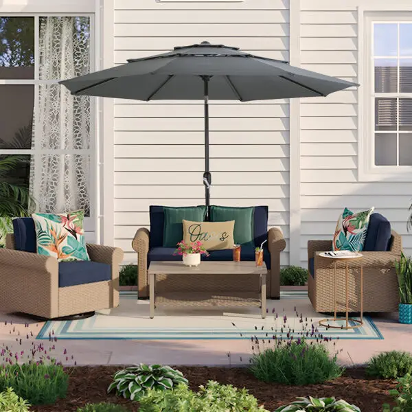 BreeinsOutdoor Table Umbrella Large Sun Umbrella with Push Button Tilt and Crank Sturdy Pole Fade resistant canopy