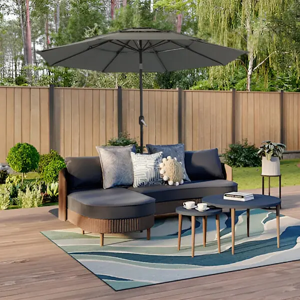 BreeinsOutdoor Table Umbrella Large Sun Umbrella with Push Button Tilt and Crank Sturdy Pole Fade resistant canopy - Image 5