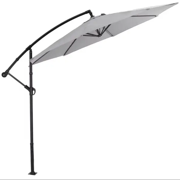 3M Large Garden Hanging Parasol Cantilever Sun Shade Patio Banana Umbrella No Base, Light Grey - Image 5