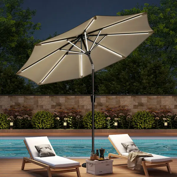 BreeinsLarge Solar Powered LED Patio Umbrella for Outdoor Garden Patio - Image 3