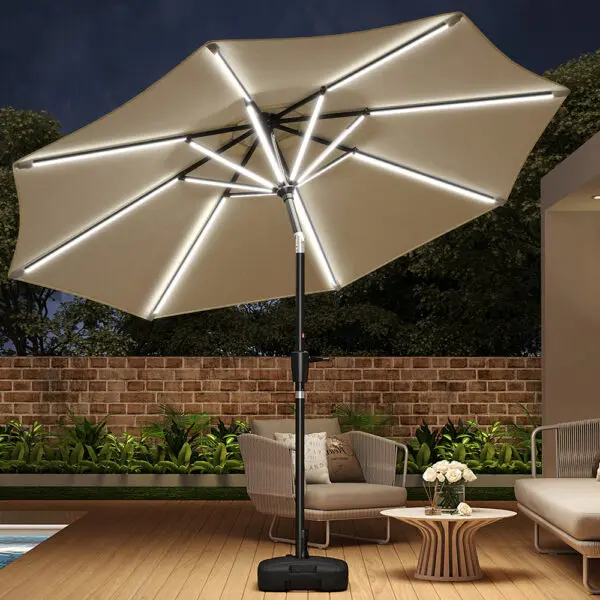 BreeinsLarge Solar Powered LED Patio Umbrella for Outdoor Garden Patio - Image 4