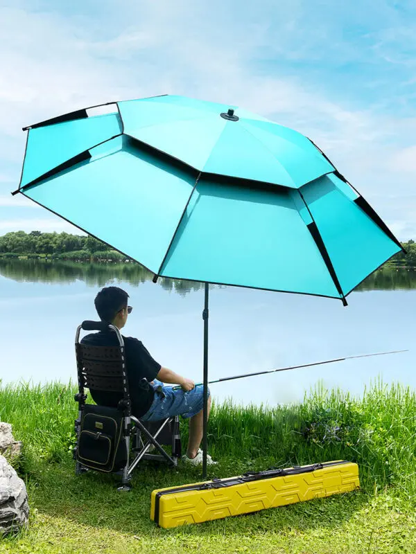 Lohascamping 2.0-2.4M Double-Layer Fold Parasol Fishing Umbrella Outdoor Camping Umbrella for Beach Garden Windproof Umbrella - Image 2