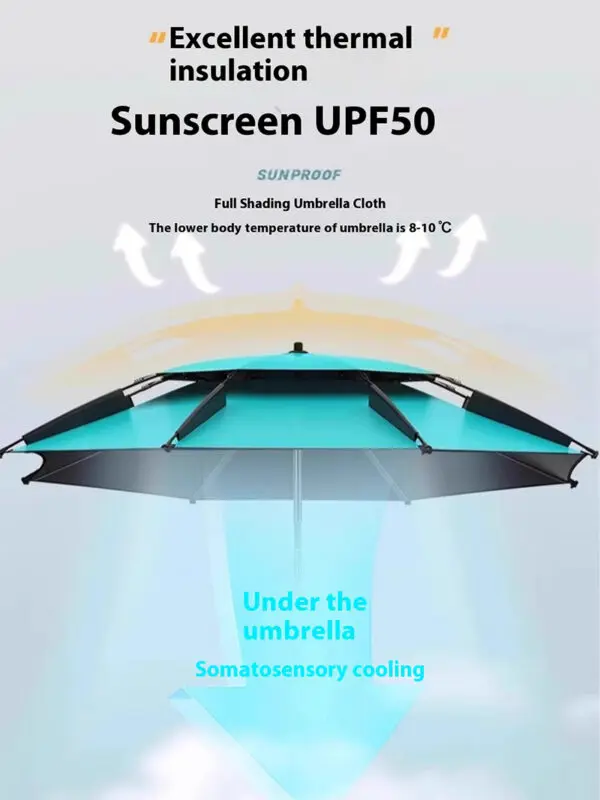 Lohascamping 2.0-2.4M Double-Layer Fold Parasol Fishing Umbrella Outdoor Camping Umbrella for Beach Garden Windproof Umbrella - Image 4