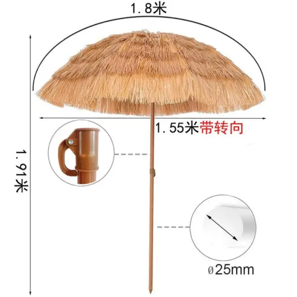 Beach Straw Umbrella Large Outdoor Sunshade Folding Sun Leisure Thatch Scenic Area Pastoral - Image 4
