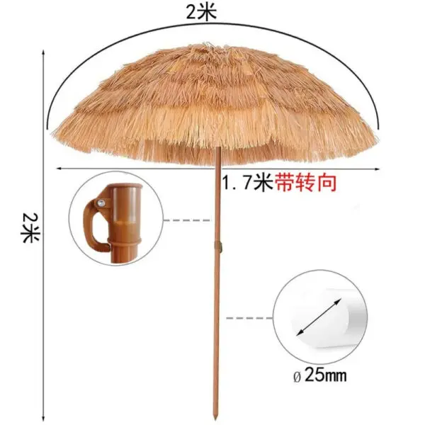 Beach Straw Umbrella Large Outdoor Sunshade Folding Sun Leisure Thatch Scenic Area Pastoral - Image 5