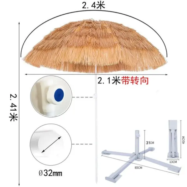 Beach Straw Umbrella Large Outdoor Sunshade Folding Sun Leisure Thatch Scenic Area Pastoral - Image 6