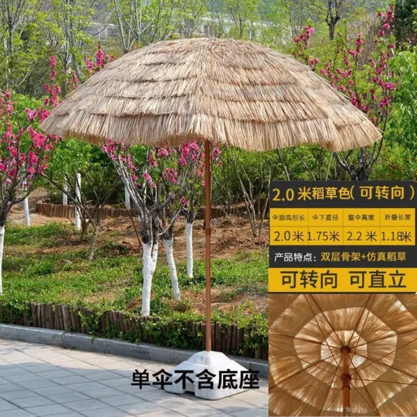 Beach Straw Umbrella Large Outdoor Sunshade Folding Sun Leisure Thatch Scenic Area Pastoral - Image 8