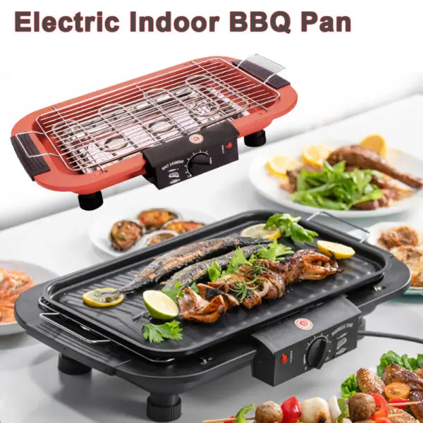Electric Indoor BBQ Pan Efficient Electric Grill Smokeless Cooking Versatile Options Durable And Reliable Smokeless Indoor