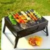 Portable BBQ Charcoal Grill Stainless Steel Small Mini BBQ Tool Kit Outdoor Cooking Camping Picnic Beach barbecue, Folding Gril