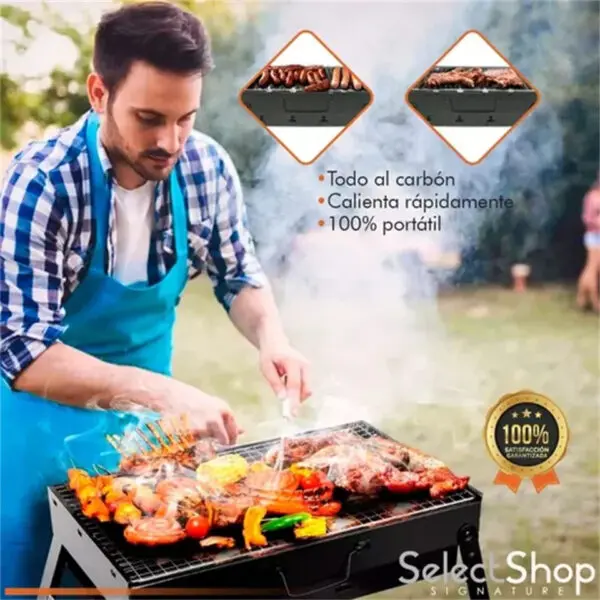 Portable BBQ Charcoal Grill Stainless Steel Small Mini BBQ Tool Kit Outdoor Cooking Camping Picnic Beach barbecue, Folding Gril - Image 2