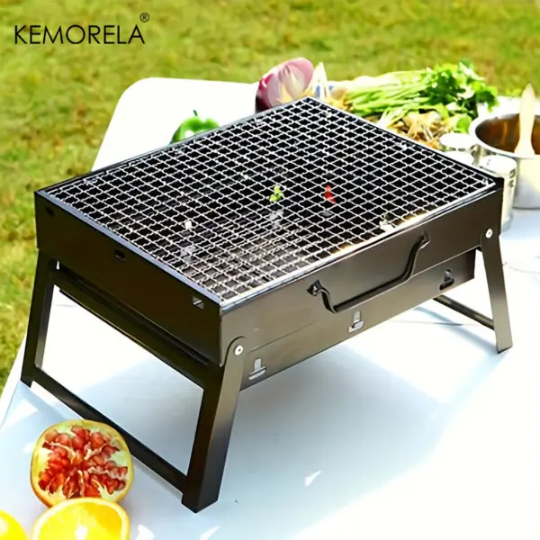 Portable BBQ Charcoal Grill Stainless Steel Small Mini BBQ Tool Kit Outdoor Cooking Camping Picnic Beach barbecue, Folding Gril - Image 5