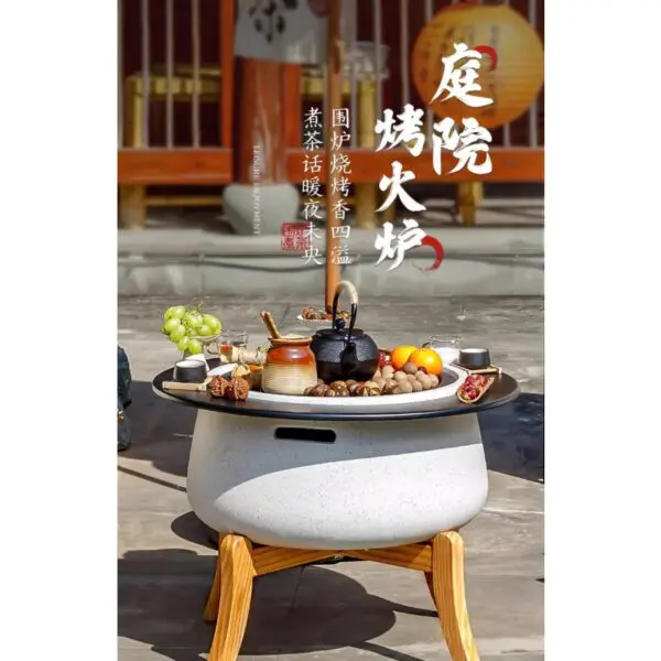 Outdoor Garden Grill Grill Tea Table Set Household BBQ Table Indoor Electric Oven Heating Charcoal Oven - Image 2