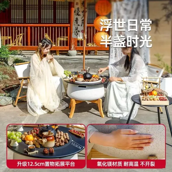 Outdoor Garden Grill Grill Tea Table Set Household BBQ Table Indoor Electric Oven Heating Charcoal Oven - Image 4