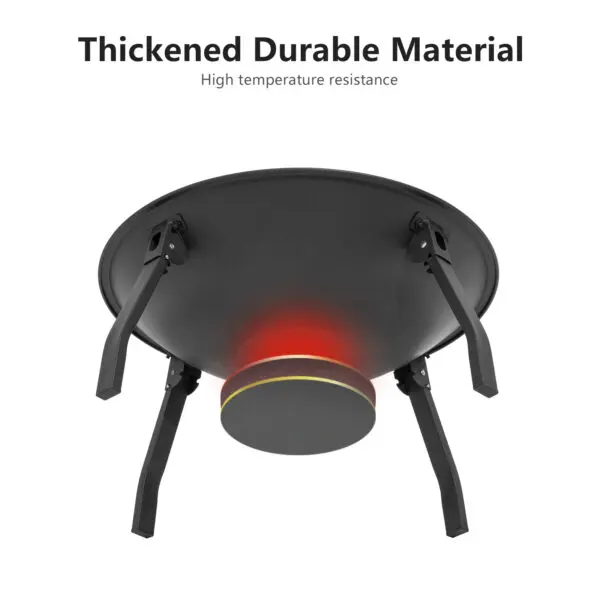 BISINNA Outdoor Fire Pit, 22in Foldable Charcoal Burning Fire Pit, Folding Legs for Camping, Picnic, Bonfire - Image 3