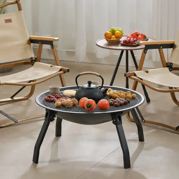 BISINNA Outdoor Fire Pit, 22in Foldable Charcoal Burning Fire Pit, Folding Legs for Camping, Picnic, Bonfire - Image 5