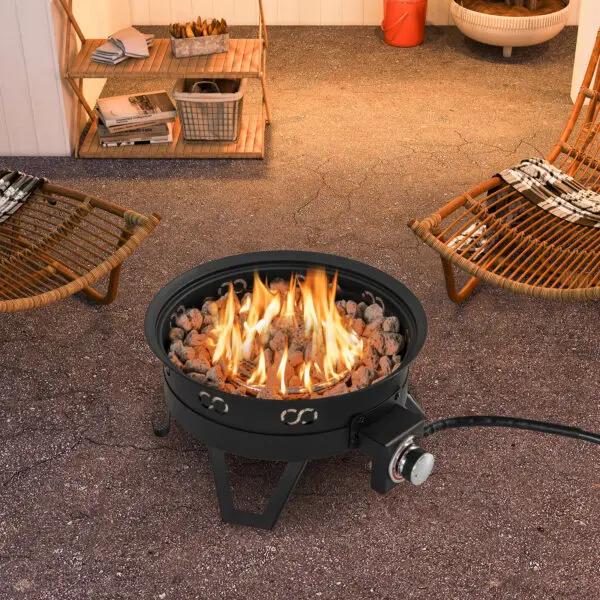 GOFLAME 43 cm Portable Gas Fire Pit, 58,000 BTU Propane Firepit w/ Folding Legs & Removable Grill - Image 4