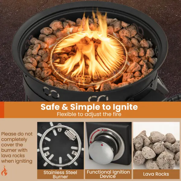 GOFLAME 43 cm Portable Gas Fire Pit, 58,000 BTU Propane Firepit w/ Folding Legs & Removable Grill - Image 5