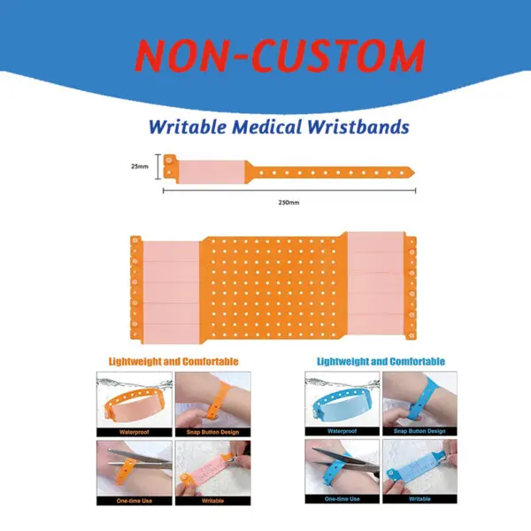 100pcs Writable Soft PVC Festival Bracelets Medical Bracelet Wrist Strap with Handwritten Information Waterproof